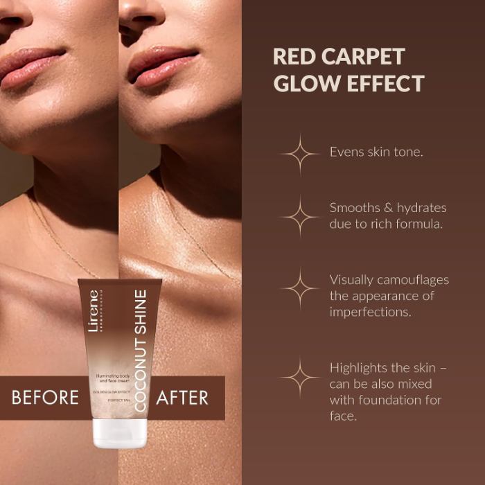 LIRENE COCONUT SHINE ILLUM BODY & FACE CREAM 150ML